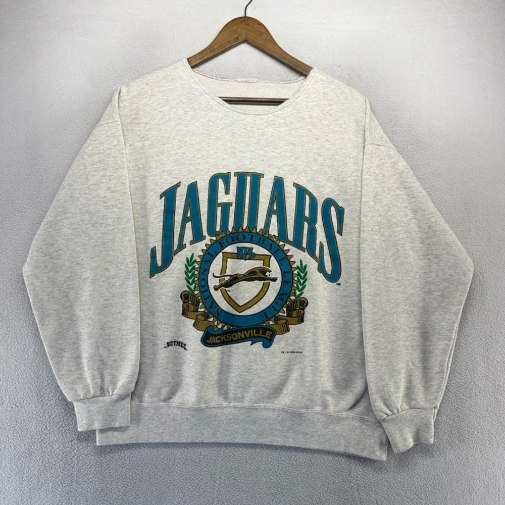 Vintage Jacksonville Jaguars Sweatshirt men's Large Gray Banned logo Graphic 90s
